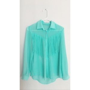 Chiffon Fringe Button up